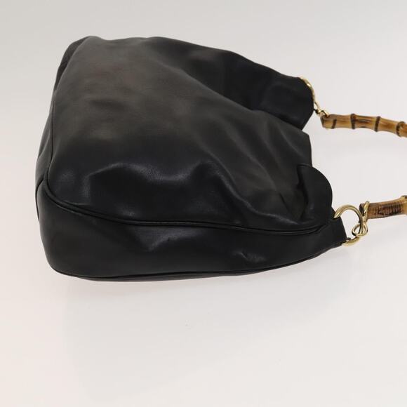 GUCCI Bamboo Hand Bag Leather Black Gold 001 2058 1577 0 - Picture 4 of 12